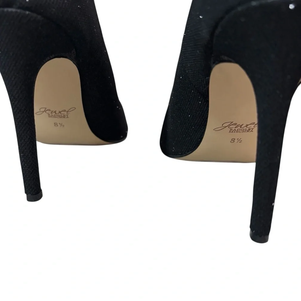 JEWEL BADGLEY MISHKA - BLACK WITH SHIMMER -  SOCK STYLE  BOOTIES - SIZE 8.5 - S2